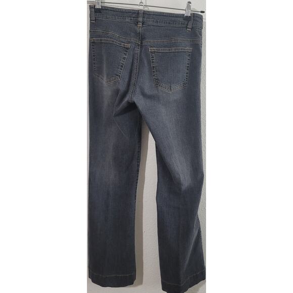 Soft Surroundings Black Stone Washed Denim Jeans 4 Boot Cut Stretch Zipper - Picture 2 of 4